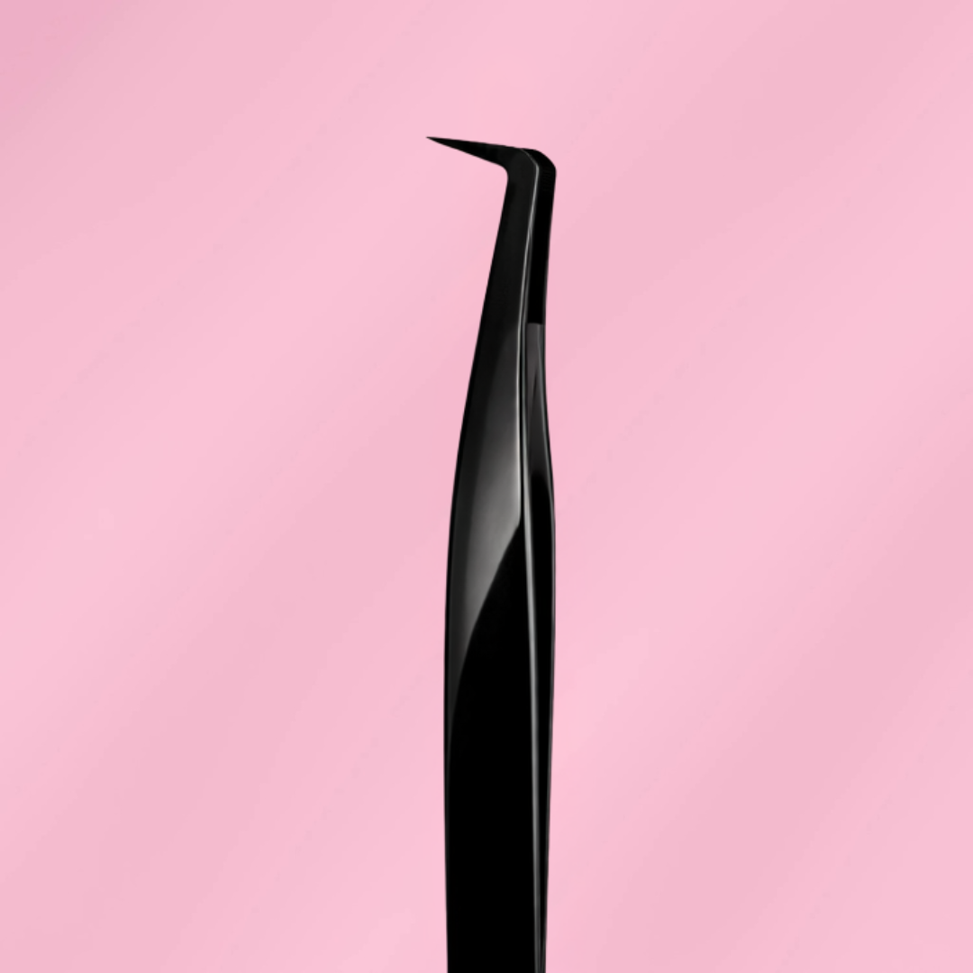 DOLL - BLACK - Fibre Grip Lash Tweezer -(90 degree tweezer)
