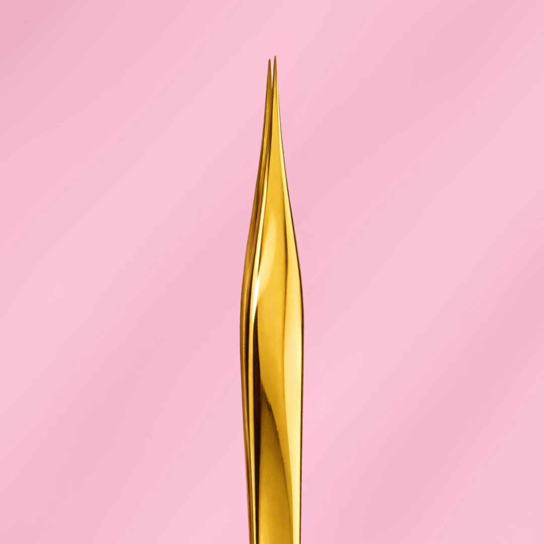 Hunni - GOLD - Fibre Grip Lash Tweezer-(Straight tweezer)